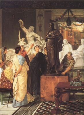 Alma-Tadema, Sir Lawrence A Sculpture Gallery in Rome at the Time of Augustus (mk23) oil painting picture